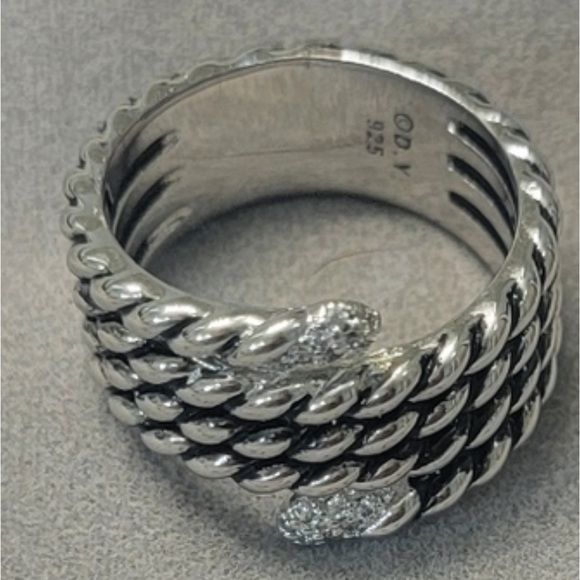 David Yurman Sterling Silver Diamonds Willow Serpentine Cable Ring 8 Authentic - Picture 3 of 7